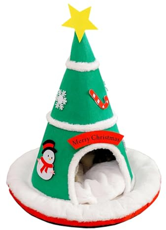 Qyljeiwred Cueva para Gatos, cálido árbol de Navidad Antideslizante, Suministros para Mascotas, casa de Gato Interior, Cueva de Cama para Mascotas, para Cachorros, decoración Interior del