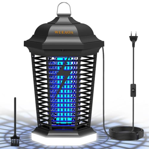 WUEAOA Lámpara antimosquitos con iluminación LED, Cable de 3M, 4000V 18W UV Mata Mosquitos electrico, No tóxico e Inodoro, Resistente IPX4, Atrapa eficazmente Mosquitos, Moscas y Polilla
