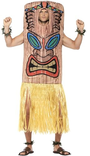 Smiffys Tiki Totem Kostüm, Braun, mit Überzug, befestigtem Rock, Arm- & Beinstulpen