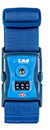 C.A.O. - Sangle Bagage TSA 3 Combinaisons en Pom - Couleur Bleu - Longueur Ajustable de 110 à 204 cm - Largeur 5 cm
