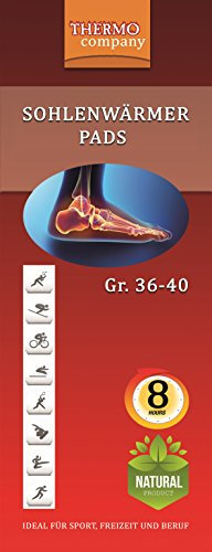 THERMO company Sohlenwärmer Pads | Wärmesohlen für Schuhe | Nicht-klebend | Fußwärmer Pads Schuhgröße 36-40, 8cm x 22,5cm | bis zu 8 Stunden | 5 Stück