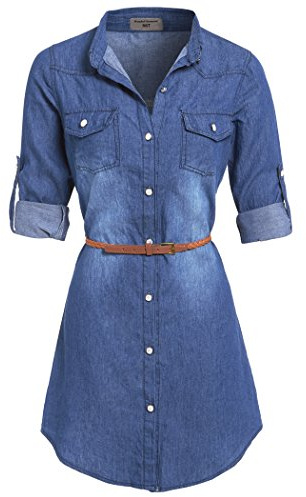 SS7 Womens Plus Size 16-24 Longline Denim Shirt Dress Ladies Jean Dresses 18 20 22 24