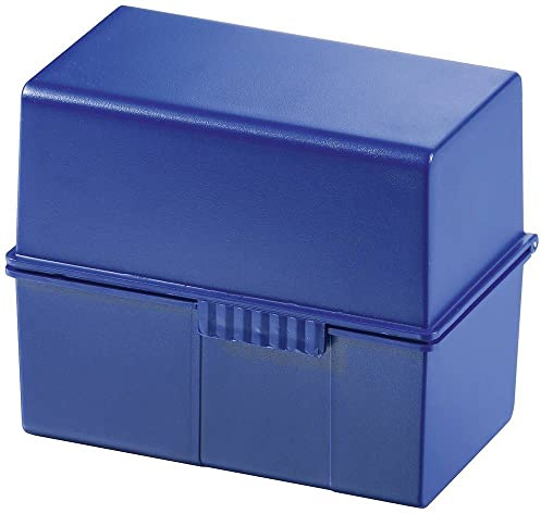 HAN Karteibox DIN A7 quer – innovatives, attraktives Design für 300 Karteikarten mit Stahlscharnier und Schnappverschluss, mit A-Z Register, blau, 977-K-14, 1 STÜCK