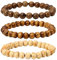 Eigso 3Pcs 8mm Holzperlen Armband Set für Männer Frauen Mala Gebet Meditation Buddha Wickelarmband