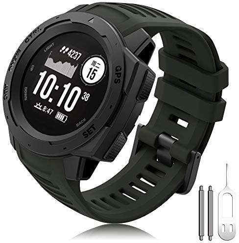 Compatible Garmin Instinct Strap, Silicone Band 22mm Bracelet Replacement Watch Strap for Garmin Instinct Sports GPS Smart Watch with Adapter Tools