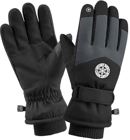 Skihandschuhe für Herren und Damen, Touchscreen Sporthandschuhe,Rutschfest Fahrradhandschuhe,Wasserdichte Winterhandschuhe,Warme Handschuhe für für Reiten Laufen Skifahren Wandern Radfahren (Schwarz)