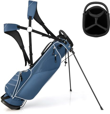 GYMAX Golf Stand Bag, Professional Golf Club Bag with 4 Way Divider, 4 Storage Pockets and Adjustable Shoulder Strap, Waterproof Golf Carry Bag for Men & Women