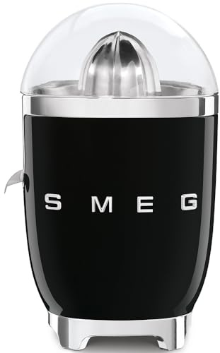 SMEG CJF11BLUK Retro 50's Style Citrus Juicer with Stainless Steel Reamer and Strainer, Anti-Drip Spout, 70W, Black
