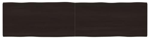 vidaXL Treated Solid Oak Wood Table Top with Live Edges, Dark Grey Finish, Rectangular, Ideal for Office, Kitchen, Dining, Living Room - 200x50x(2-4) cm