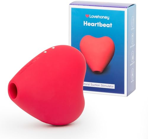 Lovehoney Heart Clitoral Sucking Toy, 10 Suction Speeds and Patterns, Red | Clit Stimulator Waterproof Sucker Vibrator, Silicone Vibrating Adult Sex Toys Gifts for Women, Rechargeable