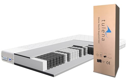 TULENA NOX Colchón de muelles ensacados 90 x 190 cm, colchón de muelles H1 + H2 Basic, 18 cm de Alto, colchón Enrollable Reversible