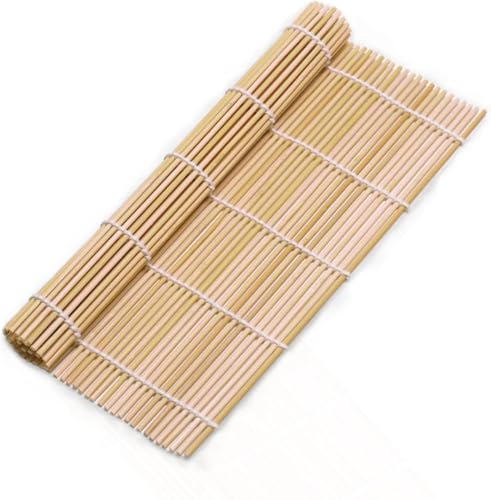 topolenashop Set di 12 Stuoie per Arrotolare Sushi, Tappetino in Bambù Naturale, tappetino in Bambù Naturale per Arrotolare il Sushi, Roll Sushi Mat, 69758
