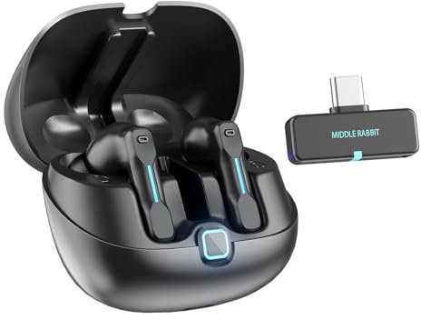Casque sans Fil SW5 USB C pour téléphone,PC,Ordinateur Portable,Bureau, Écouteurs IPX4 avec dongle 2,4 G, Latence Basse de 20ms, Écouteur avec Microphone Bluetooth 5.4 pour Travail, conférence