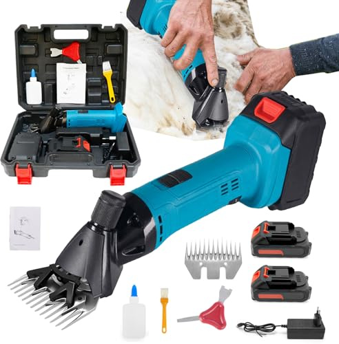Esquiladora de Ovejas, 3000mah Esquiladora Profesional de Ovejas Esquiladora EléCtrica A BateríA 6 Velocidades Ajustables con 2 BateríAs para Ovejas Cabras Alpacas y Ganado Vacuno