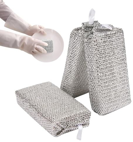 Straccio per lavastoviglie in filo metallico, stracci per lavare i piatti, stracci per la pulizia della cucina, 3 panni portatili per la pulizia, utensili da cucina per pentole, lavelli, piatti, piani