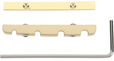 VGOL 1 Stück Sattel für 4-saitige Bassgitarre 38 Mm Höhenverstellbar Sattel aus Messing Geteilter Sattel für Jazz-Bass 38 X 3,5 Mm