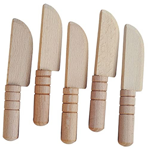 TOBBOMEY 5pièces Jouet De Cuisine Bois De Couteaux Décoratifs pour Maison De Poupées Jouet Éducatif