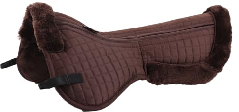 Merauno Sottosella inglese in cotone, in finta pelliccia, 4 tasche per la correzione della regolazione, supporto per la correzione della colonna vertebrale trasparente, garrese alto con imbottitura