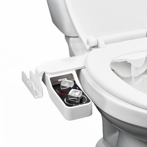 VEVOR Bidet-Toilettenaufsatz 7 mm ultradünner Toilettensitz-Aufsatz mit 2 einziehbaren Düsen (Kaltwasser/Warmwasser) & 2 Drehknöpfen & einstellbarm Wasserdruck für die Gesäß- und Intimwäsche