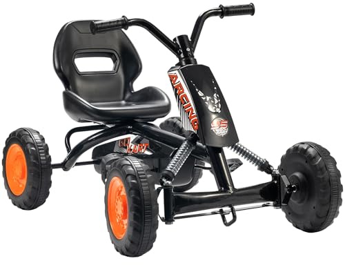 AIYAPLAY Kart à pédales pour Enfants, Karting Enfant avec Roues antidérapantes, avancer et reculer, Cadre en Acier, Voiture à pédales pour garçons Filles de 2 à 5 Ans, Noir