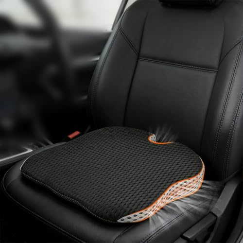 BOPEUY Cojin Asiento Coche, Cojin Coche Conductor, Cojin Coxis de Espuma Memoria Portátil, Alzador Coche Cuña con Base Antideslizante y Correa Ajustable, Alivio del Dolor, Cojin Elevador Coches Adulto