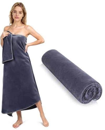 LIAILA Asciugamano da Bagno XXL 100x200 cm, Microfibra Telo Bagno, Grigio Scuro Asciugamano da Doccia, Super Assorbente Morbido Asciugamano Grande, Asciugamani Bagno Ideali per Famiglia Hotel Sauna