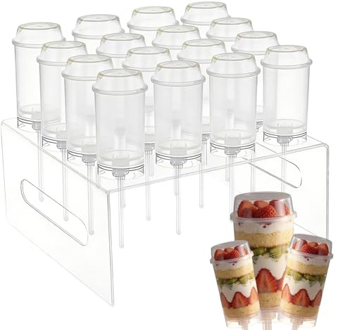 Recipiente para empujar tartas, juego de 17 piezas con tapa y soporte, molde reutilizable transparente de alimenticio, recipientes para tartas, cumpleaños, boda, , bricolaje