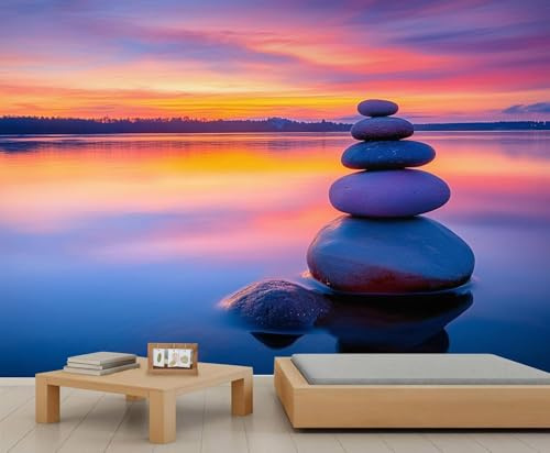 3D Papel Pintado Panorámico Paisaje del Atardecer Fotomurales 350 x 256 cm Papel Tapiz Fotográfico Piedra No Tejido Murales Modernos Decoración de Pared, Salón y Dormitorio m548