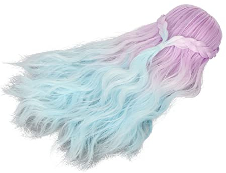 Fabater Gradientfärger Lockig 1/6 Docka Peruk Lång Hög Elasticitet Utjämnande Docka Gör Hår för Ersättningsdekoration – Gör-det-själv-styling för 15,5-17 Cm (Gradient lila)