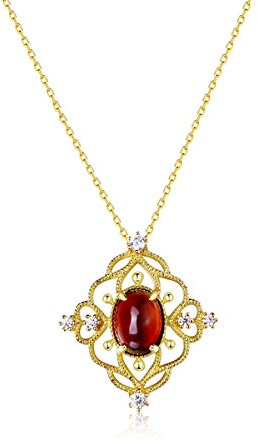 925 Retro stil naturliga granat temperament elegant halsband kvinnliga vilda hänge