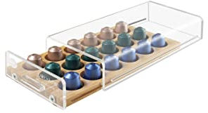 MACOM Just Kitchen 836 Mini Space Coffee Dispenser Portacapsule Universale per Macchine caffè, 18 Capsule, cassetto in Legno
