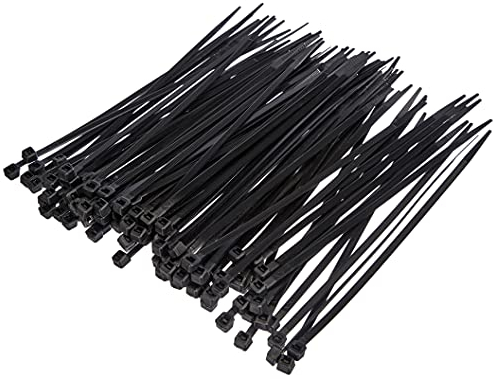 Perel Bridas de nylon negras, 100 unidades, ataduras de cables 200 x 4,6 mm, resistentes a UV, autoadhesivas, 23 kg de fuerza de tracción, para aplicaciones pesadas en interiores y exteriores.