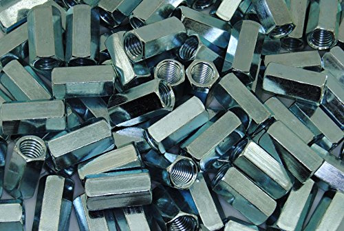 (100) Hex Coupling Nuts 1/2-13 x 5/8 x 1-1/4 Threaded Rod Connector Zinc