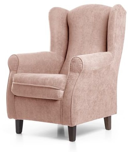 Sueños ZZZ Irene - Silla de lactancia acolchada (tejido antimanchas, color salmón, sillón para dormitorio, salón o habitación de bebé
