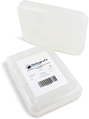 Jabón base de glicerina, transparente/blanco (libre de SLS), transparente, 1kg Weiß + 1kg Transparent