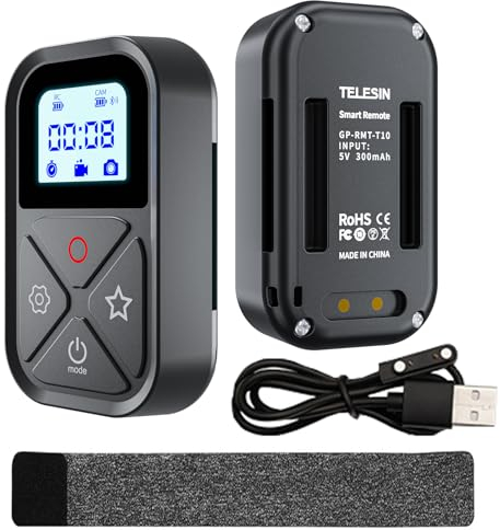 AuyKoo Control Remoto para Hero 11/10/9/8/Max, Mando Distancia Impermeable Disparadores Inalámbricos Smart Bluetooth Accesorios para Hero 11 Hero 10 Hero 9 Hero 8 MAX Black