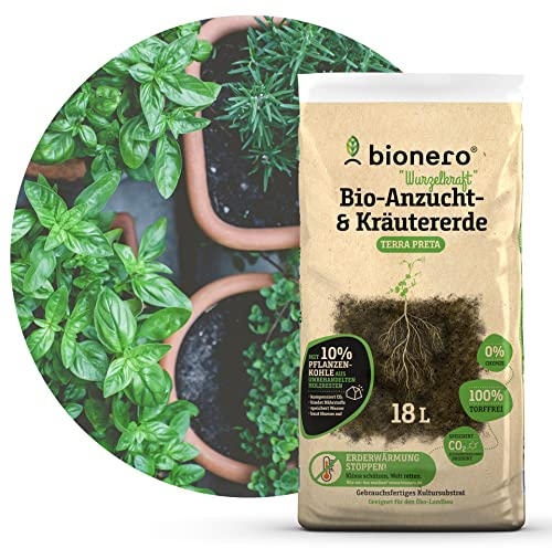 bionero® Bio-Anzucht & Kräutererde “Wurzelkraft” 18 l, klimafreundliche Aussaaterde, Pflanzerde für Gartenpflanzen