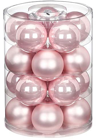 Magic Weihnachtskugeln Glas 6cm, 20 STK. Christbaumkugeln (Lovely Magnolia | rosa Glanz matt)