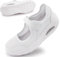 Git-up Damen Walking Schuhe mit Klettverschluss Atmungsaktives Vermascht Krankenschwester Schuhe Leichtes Memory Schaum Luftkissen Sneaker, Weiß 40