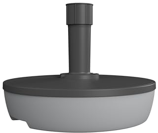 EDA – Pie de sombrilla de 20 l Redondo – para llenar de Arena (32 kg) o Agua (20 kg) – Ø 49,5 x 14,5 cm – Gris Oscuro y Gris Claro