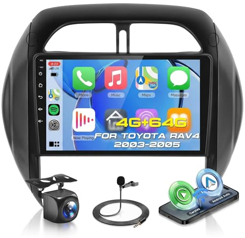 podofo 4G+64G Car Radio for Toyota RAV4 2003 2004 2005, Wireless Apple Carplay Android Auto Car Stereo, 9” IPS Touchscreen with WiFi, GPS, Bluetooth,FM/RDS, 32EQ DSP, Rear Camera