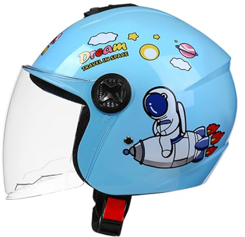 3/4 Motorradhelm, Offener Helm, Motorrad-Halbhelm Mit Sonnenblende, ATV-Straßen-Jethelm, DOT/ECE-Zugelassener Halbhelm Für Jungen Und Mädchen B,50-55CM