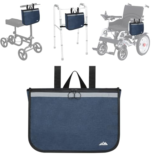 supregear Wheelchair Carry Bag - Accessories Pouch for Rollator, Walkers, Power Wheel Chairs and Knee Scooters - Side Armrest Storage Organizer for Elderly Seniors - Lightweight Portable Travel Tote