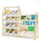 DUHARS Bücherregal Kinder Spielzeug Aufbewahrung Regal Holz, mit 12 Boxen Spielzeug Regal Kinderzimmer, Montessori Bücherregal für Kinderzimmer, Spielzimmer, Kindergarten, Schule Organizer