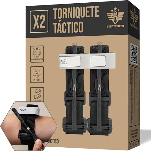 Professionell 2-pack Taktisk Tourniquet STRATE GEAR Aluminium - Avsnörande Förband Enhandstourniquet CAT Militär Standard, Första Hjälpen Survival Kit EDC Outdoor