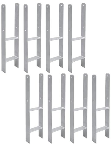 Vigevee Lot de 8 ancrages de poteau en H - Support de poteau en H - Pour poteaux - Pour clôture et serre - Poteaux carrés en bois (91 x 600 mm)