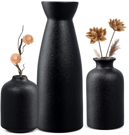 Dewocke 3PCS White Ceramic Vase Set, Decorative Vase for Pampas Grass & Dried Flowers, Creative Flower Arrangement, Desktop Living Room Decoration, Dried Flower Vase, Desktop Decorative Vase