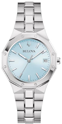Bulova Damenuhr Quarz Classic Stahl/Hellblau 96M169
