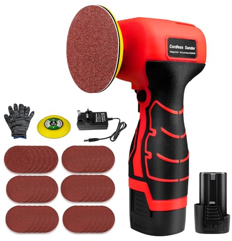 Levigatrice elettrica senza fili da 16,8 V con 36 carte vetrate, 3500 giri/min, batteria da 3,0 Ah, design leggero e compatto per legno, metallo, rimozione della vernice e progetti fai da te
