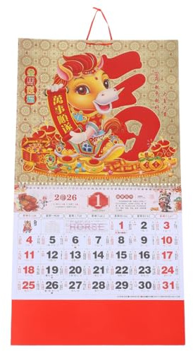 TEHAUX Chinese New Year 2026 Wall Calendar Zodiac Horse Theme, Monthly Lunar Planner Chinese Daily Calendar For Wall Decoration And Gifting